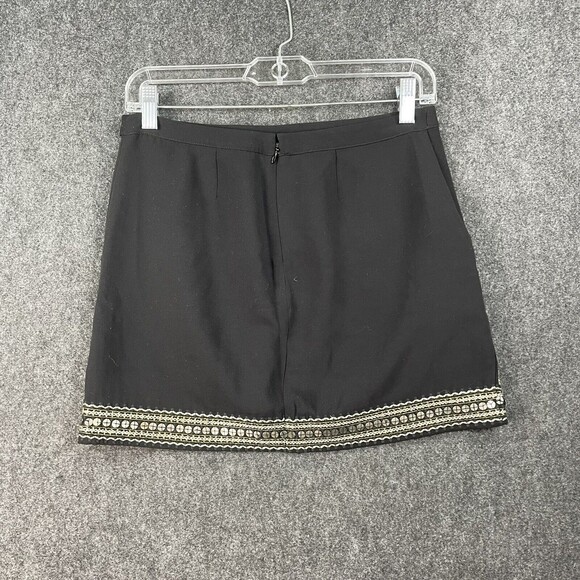 Madewell Embellished Embroidered Mini Skirt Sequin Detailing Black Gold Sz 00 EU - Picture 4 of 7